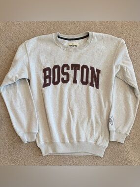 New York Popular Sweatshirt Women’s Small Gray Boston Fleece Pullover Crewneck